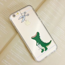 iPhone 6 6s 4.7 - TPU Soft Protective Phone Cover Case with Anti-Dust Plug and Lanyard Hole - Dinosaur